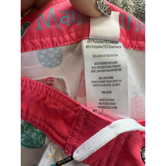 Maui & Sons Maui Princess Girls All Over Artsy Pineapple Hook Loop Swim Shorts 4 - Picture 6 of 6
